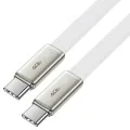 Кабел за данни Acefast (C24-03) - Type-C към Type-C, 60W, плосък дизайн, 1.2м - Бял