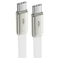 Кабел за данни Acefast (C24-03) - Type-C към Type-C, 60W, плосък дизайн, 1.2м - Бял