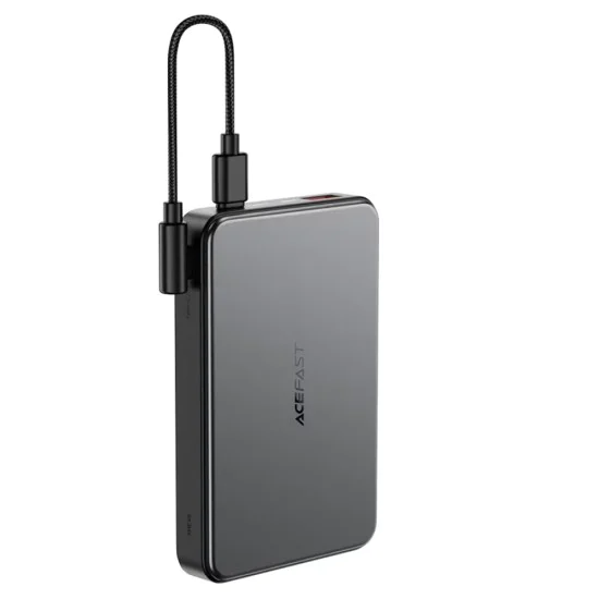 Външна батерия Acefast (M31) - MagSafe, вграден Type-C кабел, 10000mAh, 22.5W - Черна