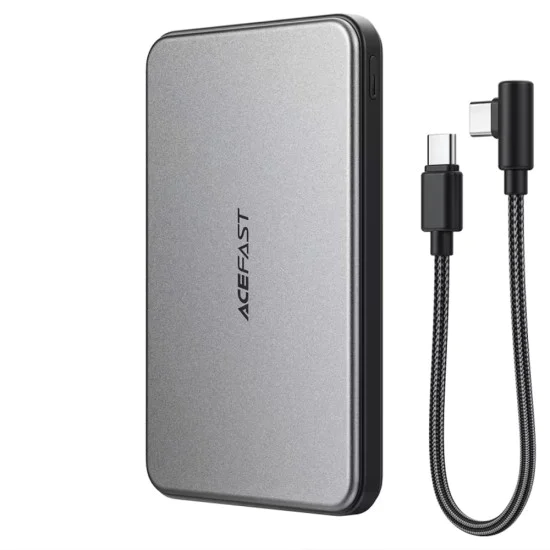 Външна батерия Acefast (M30) - MagSafe, вграден Type-C кабел, 5000mAh, 20W - Черна