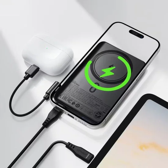 Външна батерия Acefast (M30) - MagSafe, вграден Type-C кабел, 5000mAh, 20W - Черна