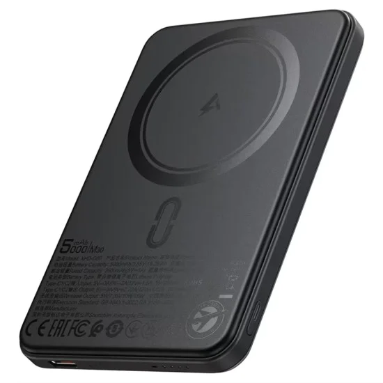 Външна батерия Acefast (M30) - MagSafe, вграден Type-C кабел, 5000mAh, 20W - Черна