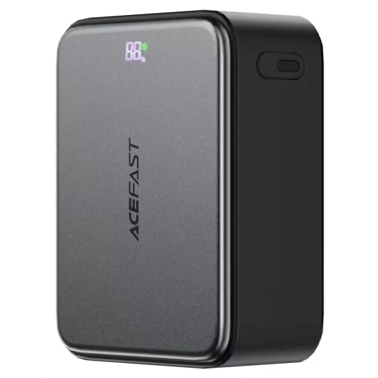 Външна батерия Acefast (M28) - вграден Type-C кабел, дисплей, 10000mAh, 22.5W - Черна