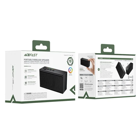 Преносима безжична колона Acefast (K9 Go) - Bluetooth 6.0, RGB, 1200mAh - Черна