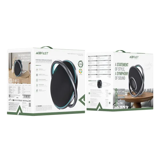 Безжична колонка Acefast K5 Pro - със стойка, TF, BT 5.4, AUX, DSP Processor, RGB, 100W, 4000mAh, IPX4, USB-C - Черна