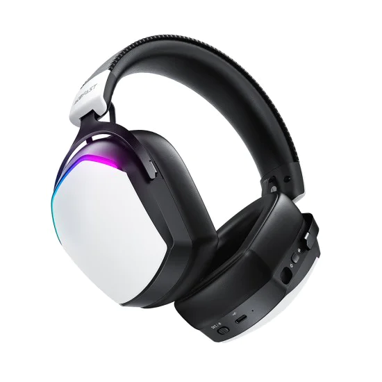 Геймърски слушалки Acefast H11 - безжични, BT5.4, 2.4G, AUX, 50mm, Low Latency, RGB, 1000mAh, USB-C - Бели