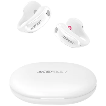 Безжични слушалки Acefast Aceclip Pro (FA006) - OWS Stereo, BT 5.4, Dual-mic Noise Cancelling, 400mAh, IP55, Type-C - Бели
