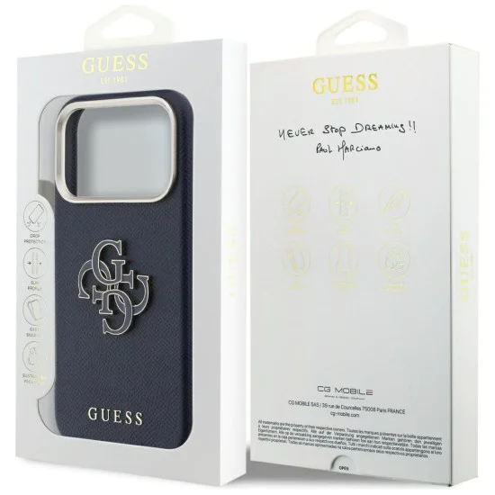 Калъф за iPhone 17 Pro Max - Hardcase Resin Logo - Guess - Син