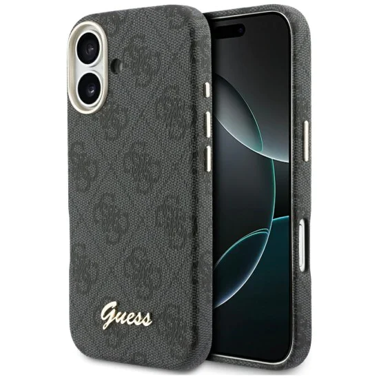 Калъф за iPhone 17 - 4G Script MagSafe - Guess - Черен