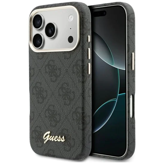 Калъф за iPhone 17 Pro - 4G Script MagSafe - Guess - Черен