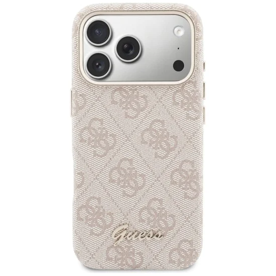 Калъф за iPhone 17 Pro Max - 4G Script MagSafe - Guess - Розов