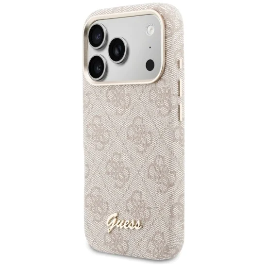 Калъф за iPhone 17 Pro Max - 4G Script MagSafe - Guess - Розов