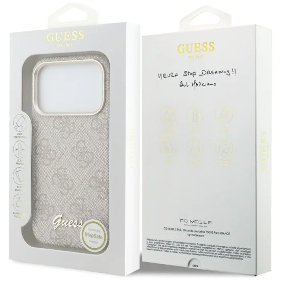 Калъф за iPhone 17 Pro Max - 4G Script MagSafe - Guess - Розов
