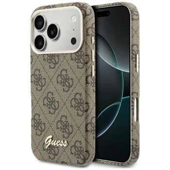 Калъф за iPhone 17 Pro - 4G Script MagSafe - Guess - Кафяв
