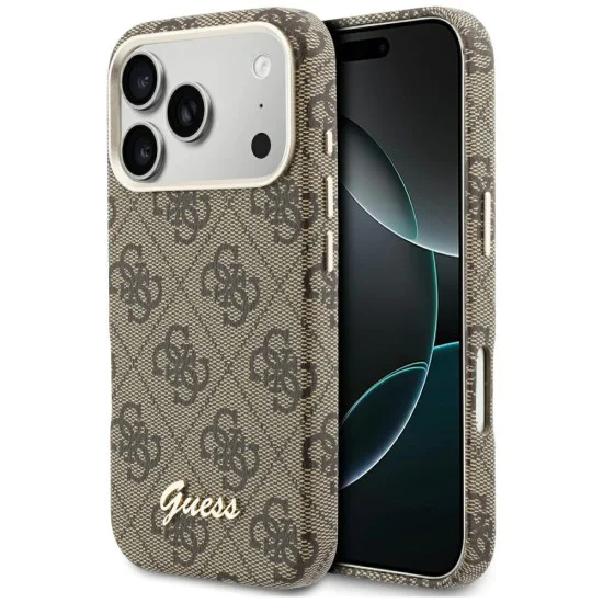 Калъф за iPhone 17 Pro - 4G Script MagSafe - Guess - Кафяв