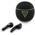 Безжични слушалки Guess Script Print - In-ear, Bluetooth, TWS, малък кръгъл дизайн - Черни