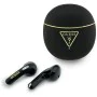 Безжични слушалки Guess Script Print - In-ear, Bluetooth, TWS, малък кръгъл дизайн - Черни