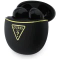 Безжични слушалки Guess Script Print - In-ear, Bluetooth, TWS, малък кръгъл дизайн - Черни