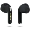 Безжични слушалки Guess Script Print - In-ear, Bluetooth, TWS, малък кръгъл дизайн - Черни