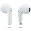 Безжични слушалки Guess Script Print - In-ear, Bluetooth, TWS, малък кръгъл дизайн - Бели