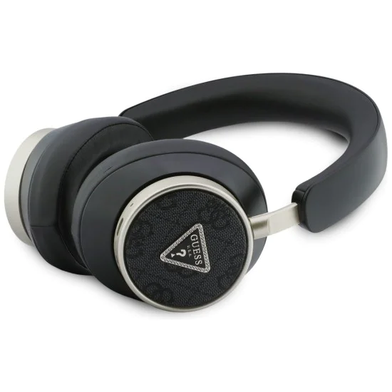 Безжични слушалки Guess 4G Triangle Logo - Bluetooth, ENC Technology, Over-ear, еко кожа - Черни