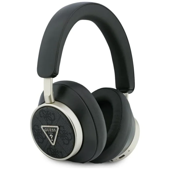 Безжични слушалки Guess 4G Triangle Logo - Bluetooth, ENC Technology, Over-ear, еко кожа - Черни