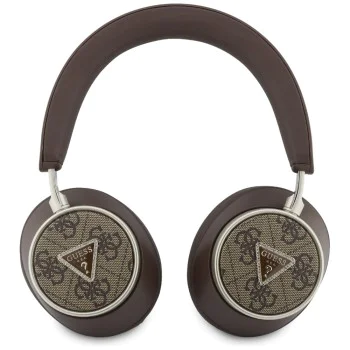 Безжични слушалки Guess 4G Triangle Logo - Bluetooth, ENC Technology, Over-ear, еко кожа - Кафяви