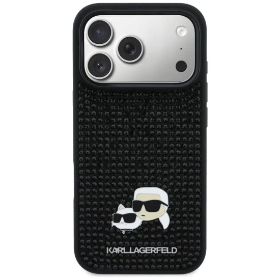 Калъф за iPhone 17 Pro - Hardcase Rhinestone с K&C Pin - Karl Lagerfeld - Черен