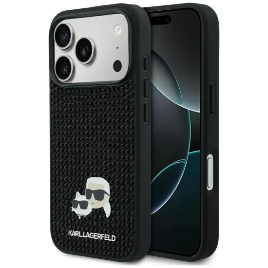 Калъф за iPhone 17 Pro - Hardcase Rhinestone с K&C Pin - Karl Lagerfeld - Черен