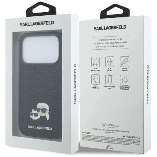 Калъф за iPhone 17 Pro - Hardcase Rhinestone с K&C Pin - Karl Lagerfeld - Черен