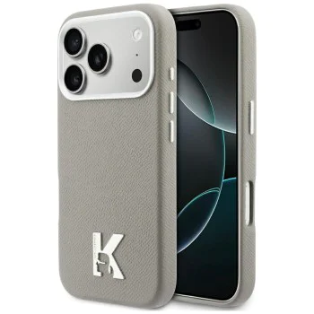 Калъф за iPhone 17 Pro - Hardcase Leather MagSafe с K Head Logo - Karl Lagerfeld - Сив