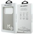 Калъф за iPhone 17 Pro - Hardcase Leather MagSafe с K Head Logo - Karl Lagerfeld - Сив