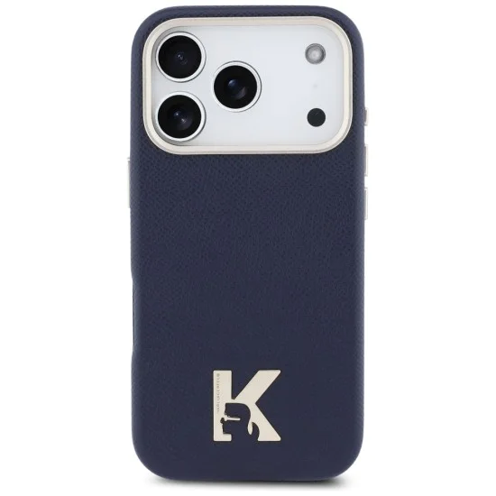 Калъф за iPhone 17 Pro - Hardcase Leather MagSafe с K Head Logo - Karl Lagerfeld - Син