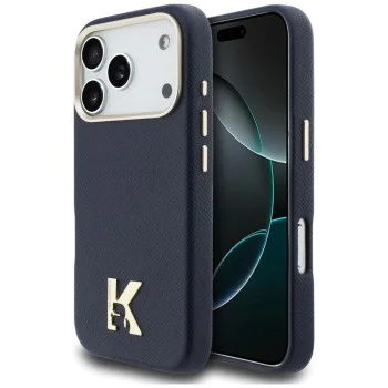 Калъф за iPhone 17 Pro - Hardcase Leather MagSafe с K Head Logo - Karl Lagerfeld - Син