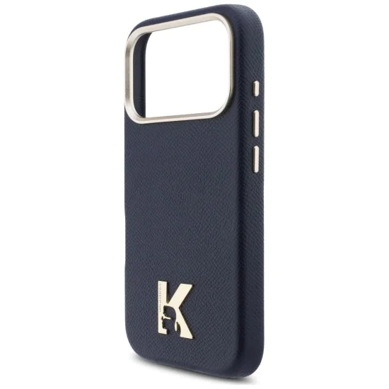 Калъф за iPhone 17 Pro - Hardcase Leather MagSafe с K Head Logo - Karl Lagerfeld - Син