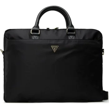 Чанта за лаптоп 16" Guess Computer Bag Nylon Triangle Logo - с презрамка - Черна