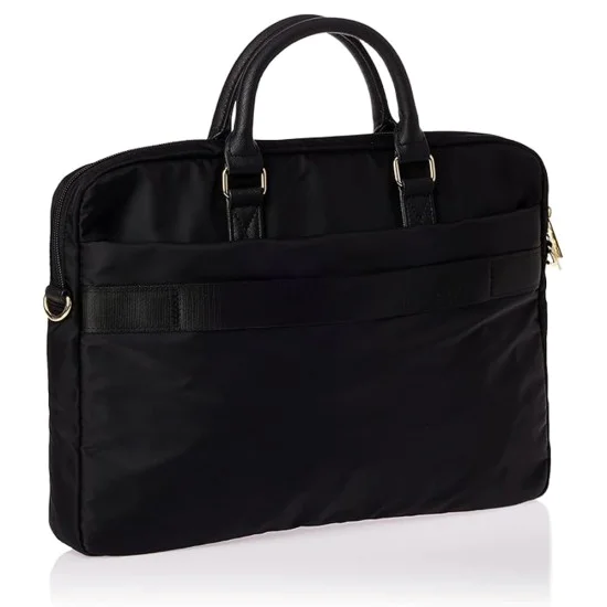 Чанта за лаптоп 16 Guess Computer Bag Nylon Triangle Logo - с презрамка - Черна