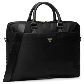 Чанта за лаптоп 16" Guess Computer Bag Nylon Triangle Logo - с презрамка - Черна