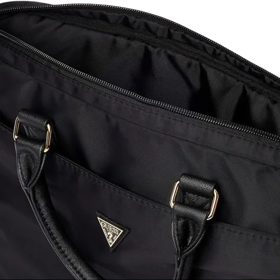 Чанта за лаптоп 16 Guess Computer Bag Nylon Triangle Logo - с презрамка - Черна