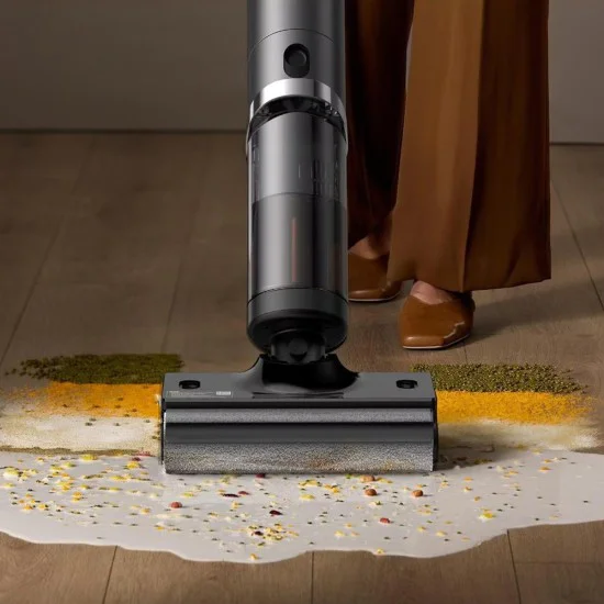 Безжична прахосмукачка Deerma VX900W - Dry & Wet Cleaning, 16000Pa, 4000mAh, 230W, докинг станция - Черна