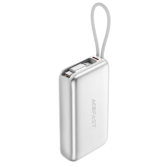 Външна батерия Acefast (M32) - с телескопичен Type-C кабел, PD35W, 10000mAh - Сребриста