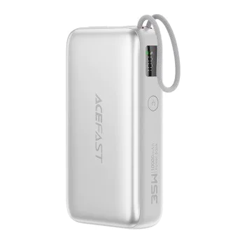 Външна батерия Acefast (M32) - с телескопичен Type-C кабел, PD35W, 10000mAh - Сребриста