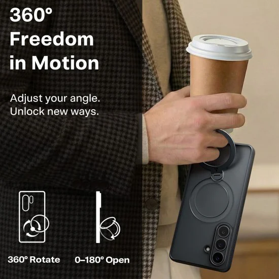 Калъф за Samsung Galaxy S26 Plus - Ostand Spin Series - Torras - Черен