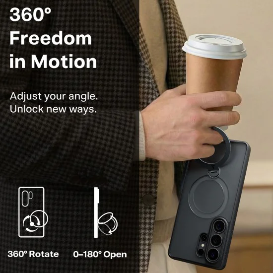 Калъф за Samsung Galaxy S26 Ultra - Ostand Spin Series - Torras - Черен