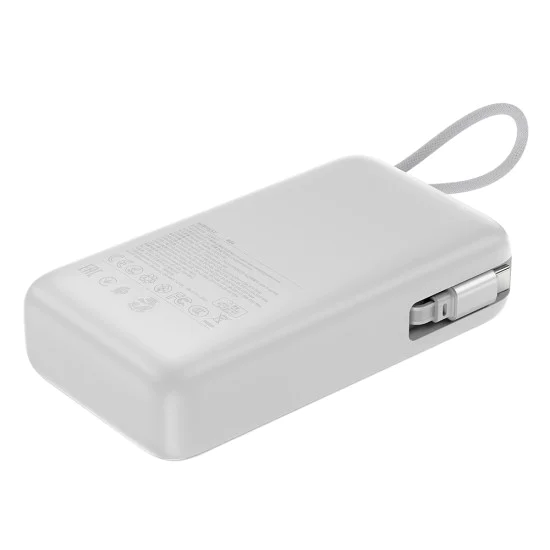 Външна батерия Acefast (M34) - с телескопичен Type-C кабел, PD45W, 20000mAh - Сребриста
