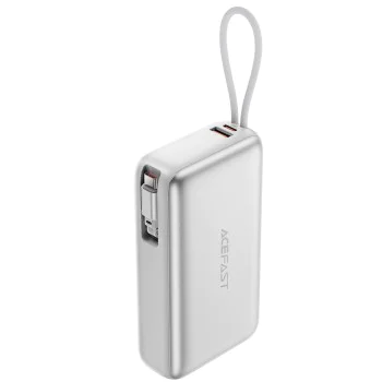 Външна батерия Acefast (M34) - с телескопичен Type-C кабел, PD45W, 20000mAh - Сребриста