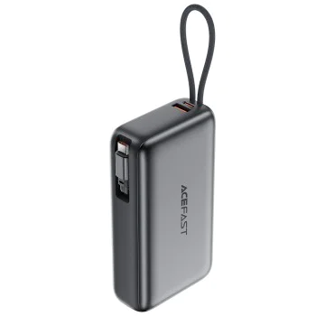 Външна батерия Acefast (M34) - с телескопичен Type-C кабел, PD45W, 20000mAh - Сива