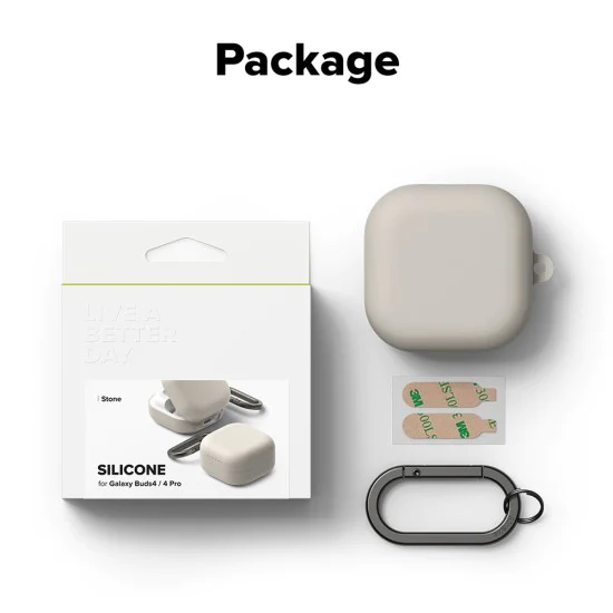 Калъф за Samsung Galaxy Buds 4 Pro - Silicone - Ringke - Stone