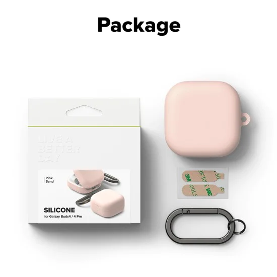 Калъф за Samsung Galaxy Buds 4 Pro - Silicone - Ringke - Розов пясък