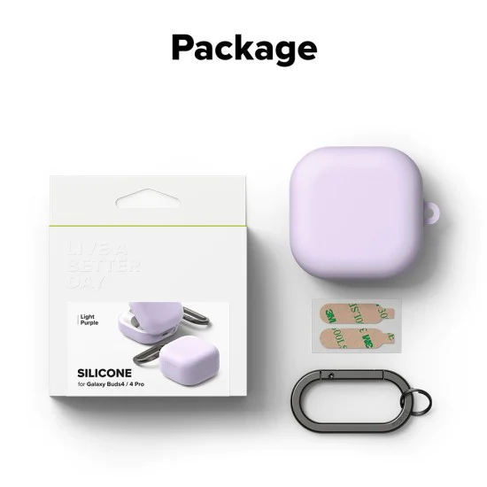 Калъф за Samsung Galaxy Buds 4 Pro - Silicone - Ringke - Светлолилав